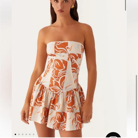 Peppermayo Orange and White Mini Dress - Picture 4 of 9